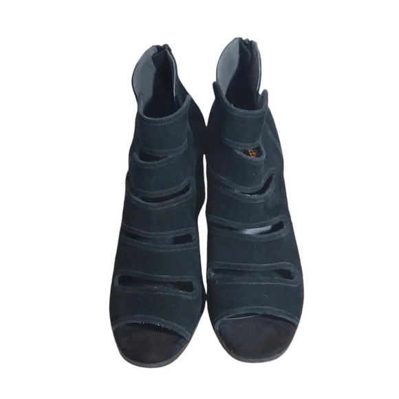 Seychelles‎ Lagoon Black Suede Cutout Ankle Boots Block Heels - Picture 4 of 16